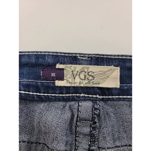 Vintage Women's VGS Sz 10 Blue Denim Jeans Capri Y2K Embroidered Dark Wash - Picture 6 of 9